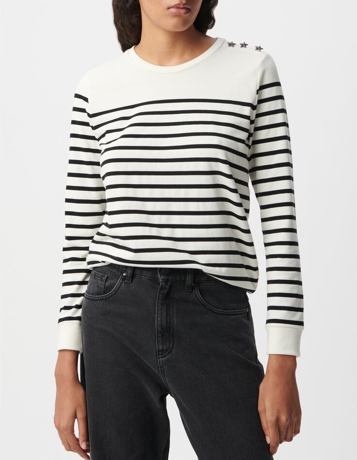 Gebroken wit matrozen-T-shirt met lange mouwen-2