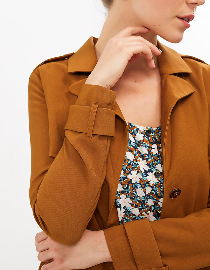 Camelbrauner Trenchcoat mit plissiertem Rücken I.Code-4