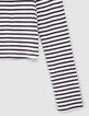 Wit geribd T-shirt met strepen meisjes-4