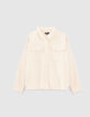 Ecru vest-hemd in sweatstof meisjes-1