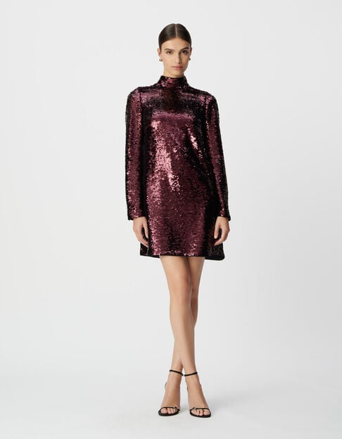 Robe bordeaux tout sequins dos nu Femme Robe bordeaux tout sequins dos nu Femme - IKKS