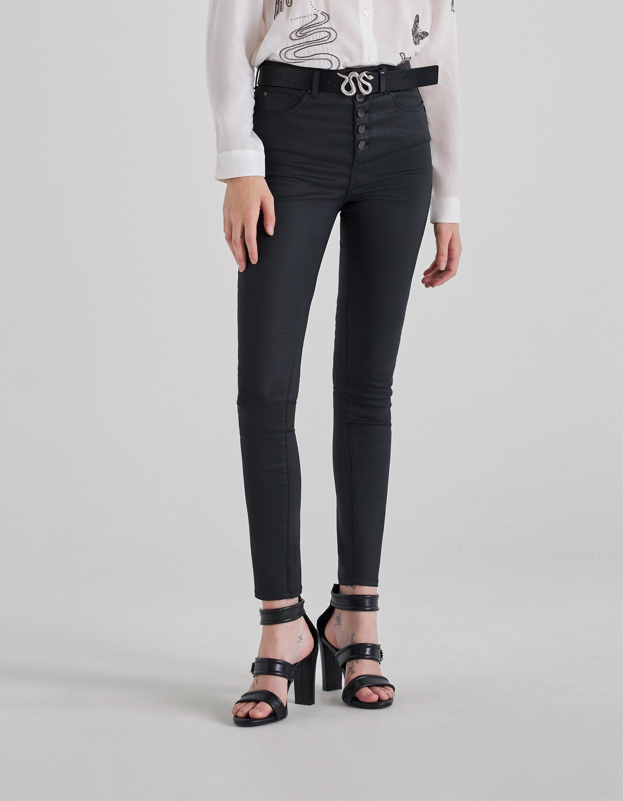 Jean enduit deals taille haute