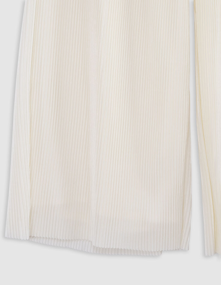 Pantalon large écru plissé élastique pailleté fille-5