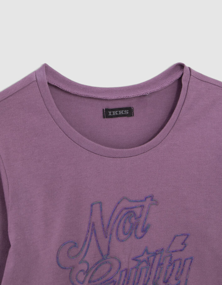 Roze T-shirt biokatoen iriserende rubber tekst meisjes-2