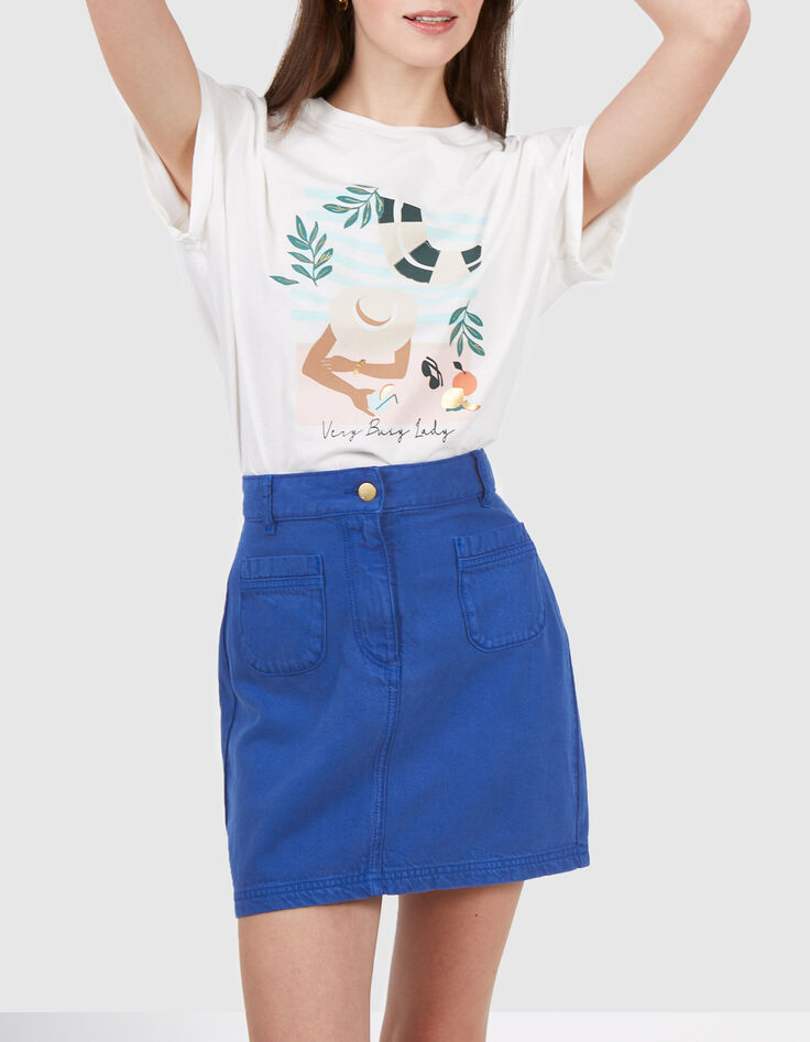 Mini jupe en jean bleu électrique I.Code-2