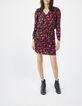 Robe courte rouge imprimé floral rock Femme-1