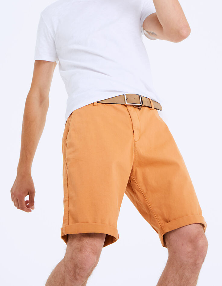 Bermuda chino slim mandarine Homme-1 Bermuda chino slim mandarine Homme-1