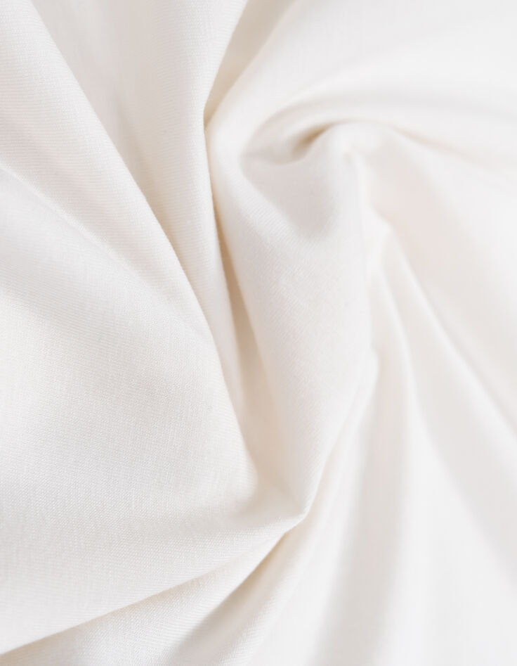 Ecru Mädchen-T-Shirt, Bubikragen, Jacquardknöpfen hinten-7