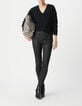 Schwarze Cropped-Jeans für Damen mit sichtbaren Powerstretch-Knöpfen-1 Schwarze Cropped-Jeans für Damen mit sichtbaren Powerstretch-Knöpfen-1