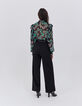 Zwarte wijde broek hoge taille ceintuur Dames-3