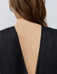 Robe longue noire plissée recyclée Femme-3