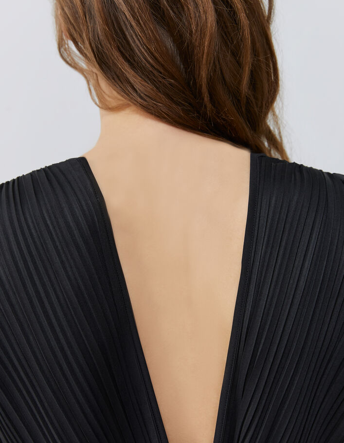Lange zwarte jurk plissé gerecycleerd Dames - IKKS