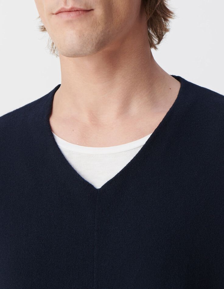Men&rsquo;s navy cotton cashmere knit sweater-4
