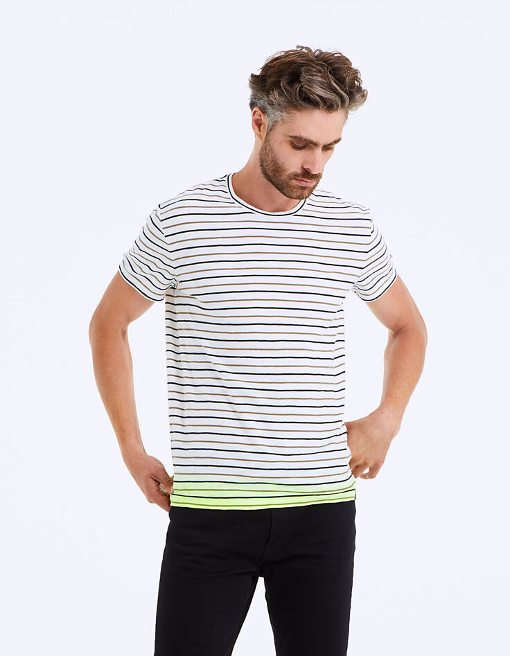 Off-White Herren-T-Shirt, gestreift und Tie-Dye-Effekt-2