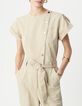 Combinaison beige fermeture asym&eacute;trique Femme-2