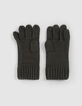 Jungen-Handschuhe Khaki, recycelter Strick,-3