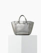 Sac cabas cuir argent LE 1440 MEDIUM SILVER matelassage chevrons femme-8