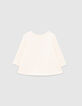 Baby girls’ ecru T-shirt with roller skate image-3