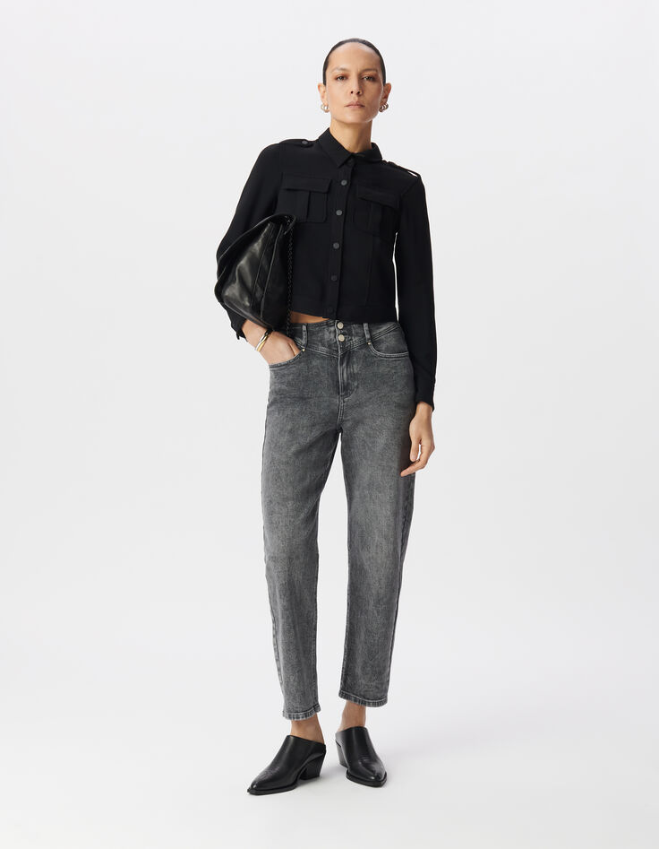 Vaqueros slouchy algodón BCI gris cropped mujer-1