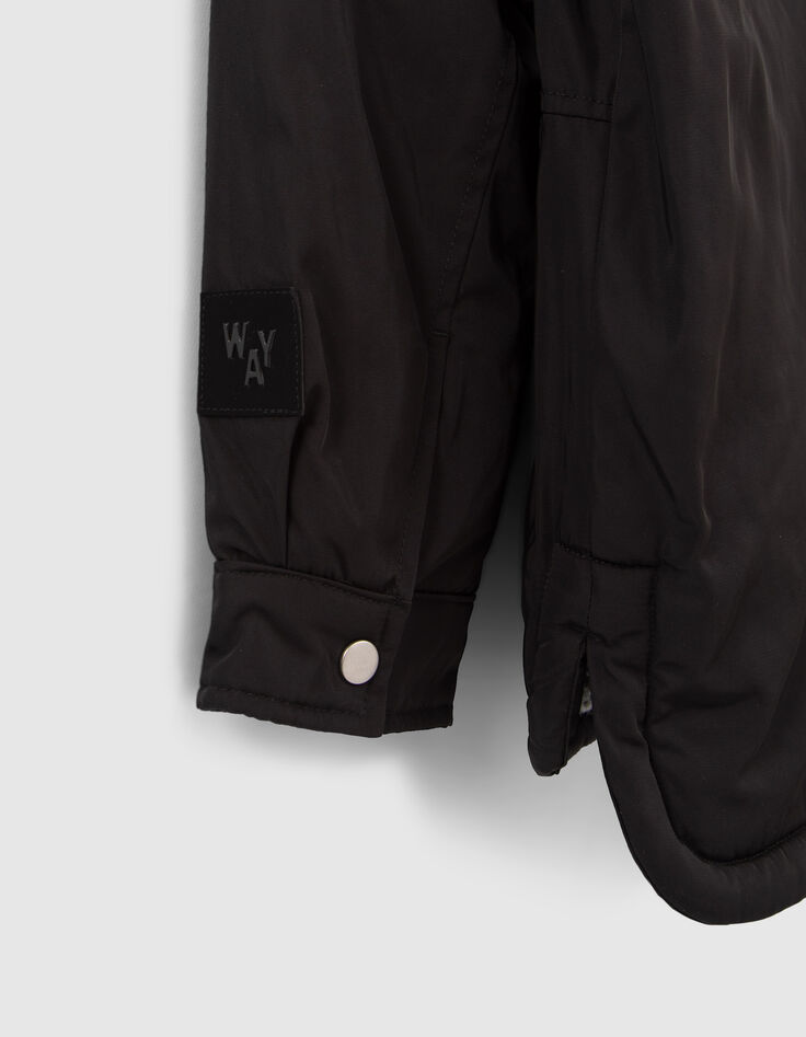Zwarte parka geruite Sherpavoering meisjes-5