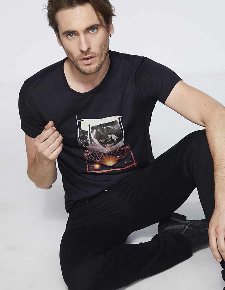 Tee-shirt noir Rock Paris Homme-1