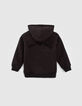 Boys&rsquo; black Sherpa/sweatshirt fabric reversible cardigan-4