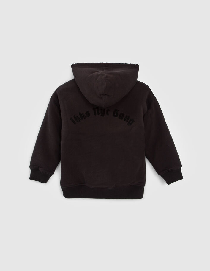 Cardigan réversible noir Sherpa et molleton garçon-5