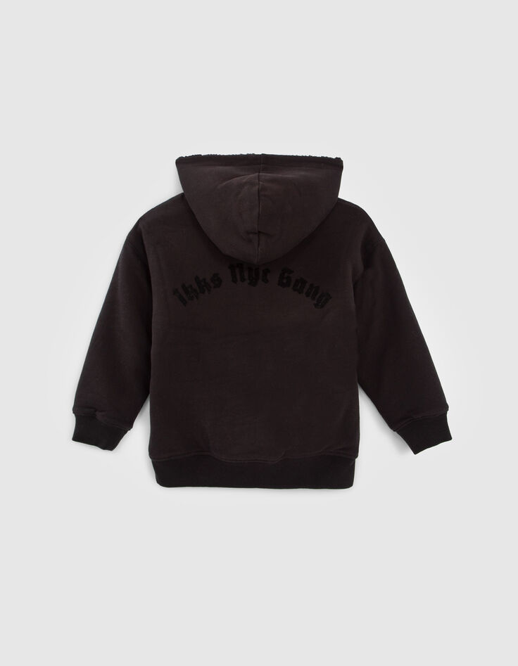 Boys&rsquo; black Sherpa/sweatshirt fabric reversible cardigan-4