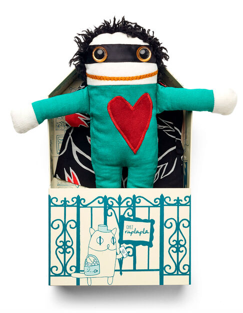 RAPLAPLA Fabric superhero doll with big red heart