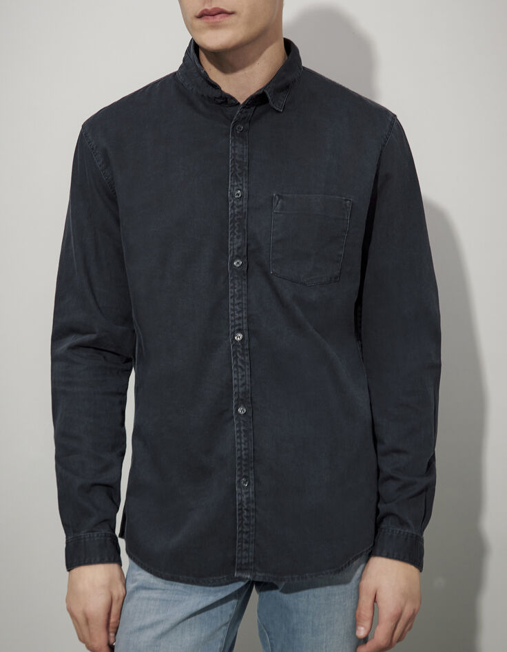 Chemise en denim REGULAR noire Homme-1
