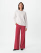 Pull col rond &eacute;cru maille Femme-1