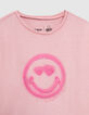 Girls’ pink T-shirt with SMILEYWORLD embroidery-2