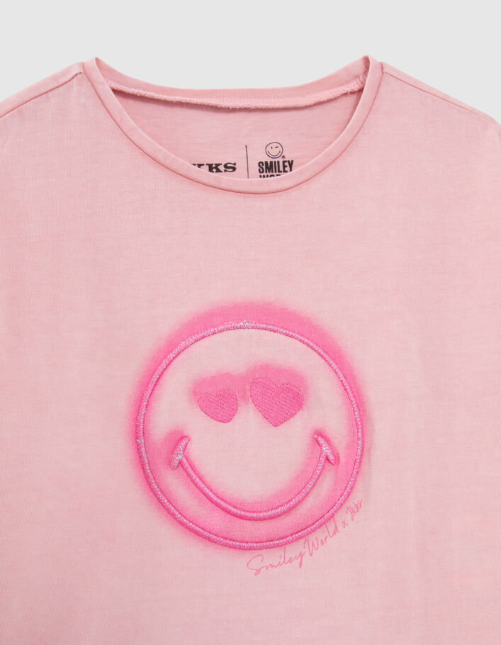 Girls’ pink T-shirt with SMILEYWORLD embroidery - IKKS