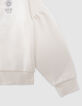 Cardigan écru zippé brodé à capuche fille-6