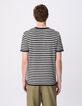 T-shirt marini&egrave;re marine rayures blanches Homme-3