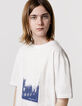 T-shirt blanc coton bio flocage ondes marines garçon-8