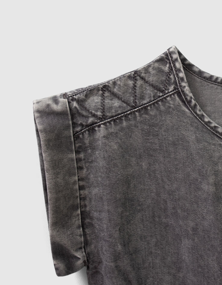 Robe grise en Lenzing&trade; Tencel Lyocell&trade;avec clous fille-6