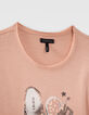 Girls’ pink embroidered lace-up trainers T-shirt-2