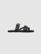 Mules noires cuir brides croisées Homme-1