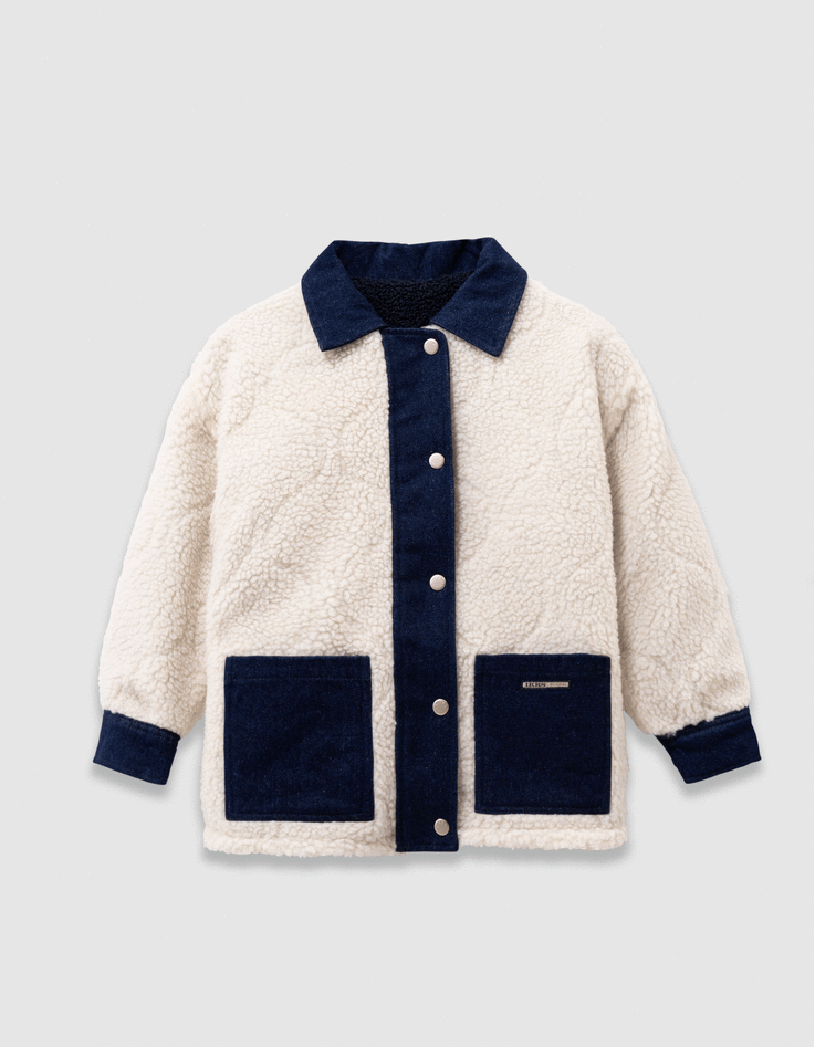 Veste réversible en jean brut et sherpa fille-3