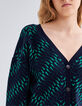 Cardigan marine tricot jacquard motif géométrique Femme-3