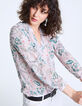 Women’s metallic tropical print voile blouse-1