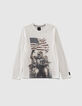 Gebroken wit T-shirt opdruk american footballers jongens -1