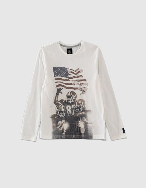 Cremeweißes Jungenshirt mit American-Football-Spielern 