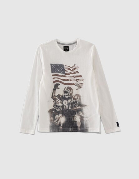 Boys’ off-white American footballers image T-shirt