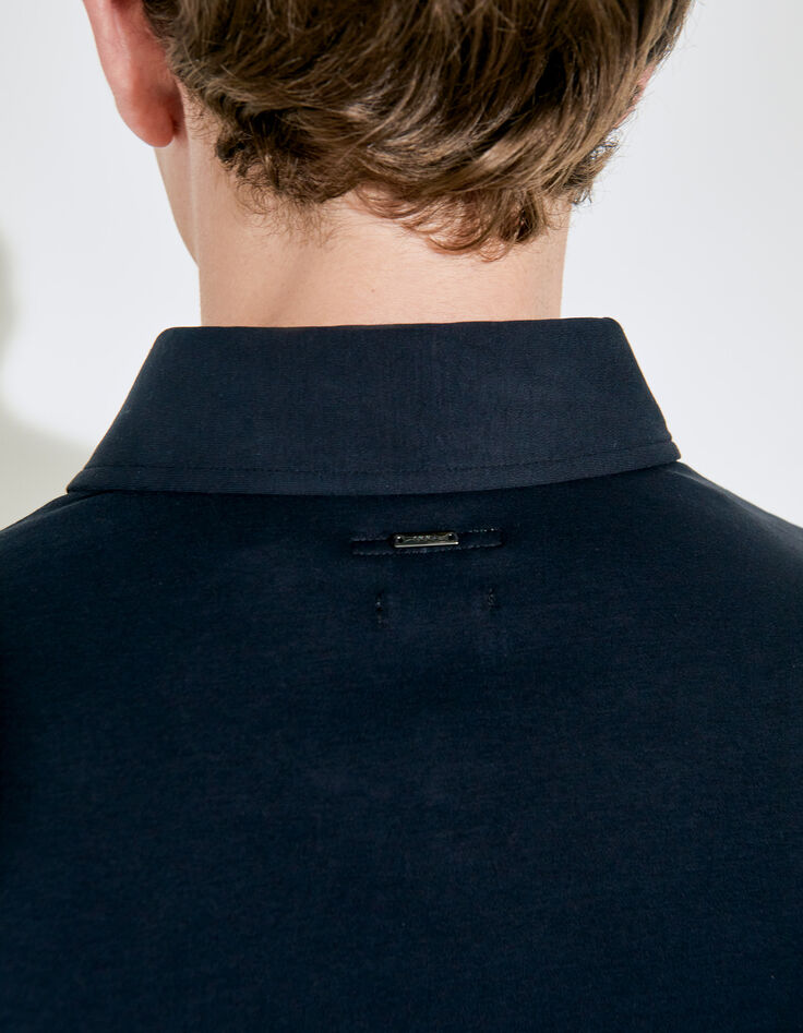 Blaues SLIM-Herrenhemd aus Interlock mit kurzen &Auml;rmeln-3