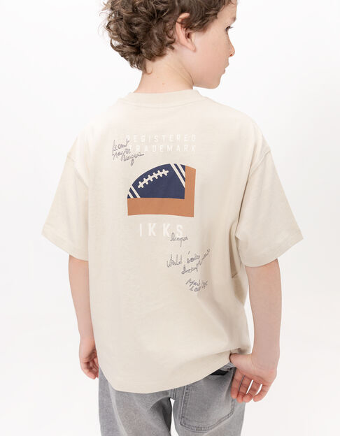 Beige T-shirt biokatoen zak maxi opdruk rug jongens - IKKS
