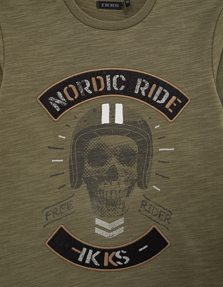 Khaki Jungenshirt mit Rider-Totenkopf -2