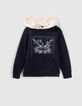 Sweat marine coton bio capuche &eacute;crue gar&ccedil;on-1