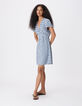 Women's blue floral print short dress-4